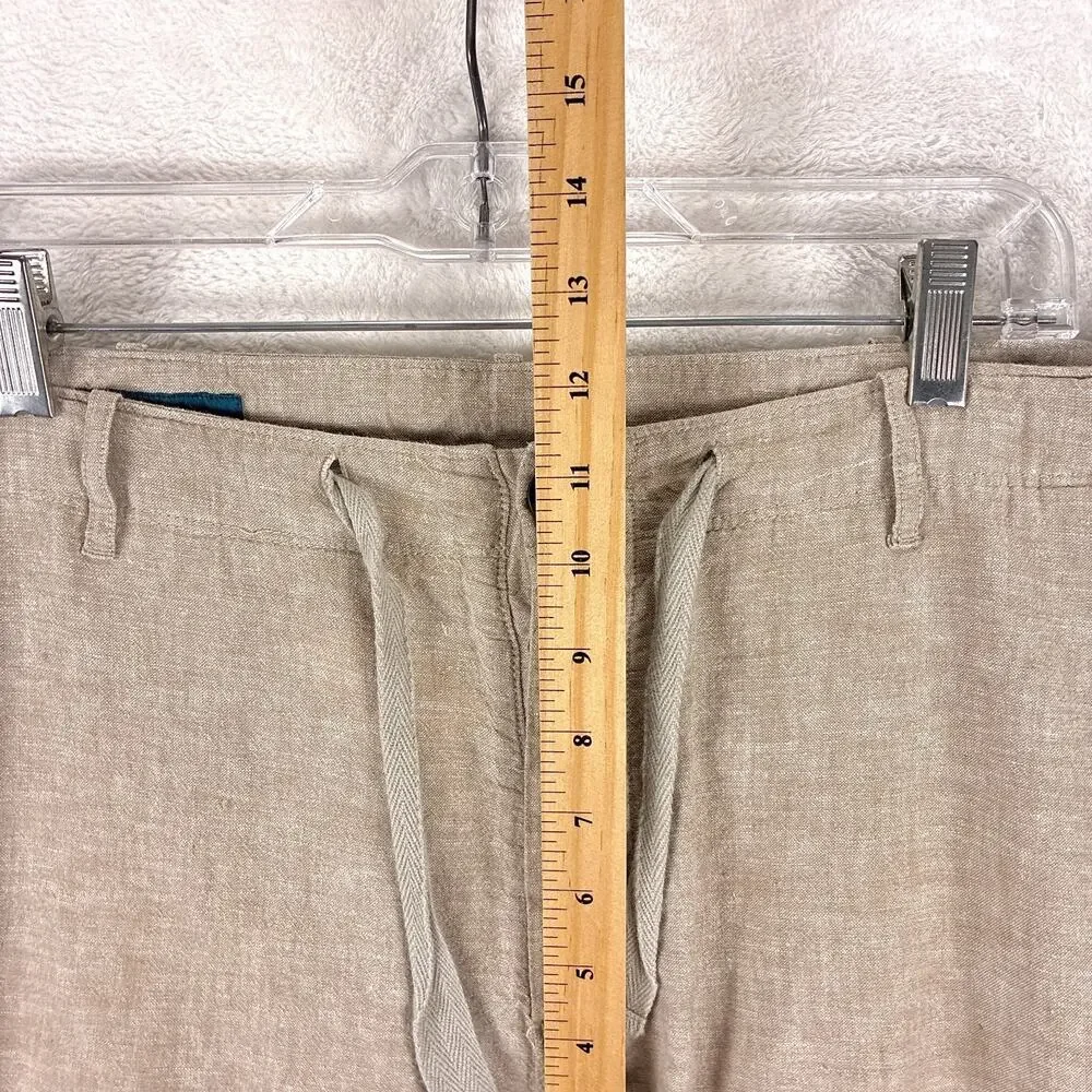 Perry Ellis Pants Mens 34x30 (37x28) Beige Linen Drawstring Beach Summer Preppy
